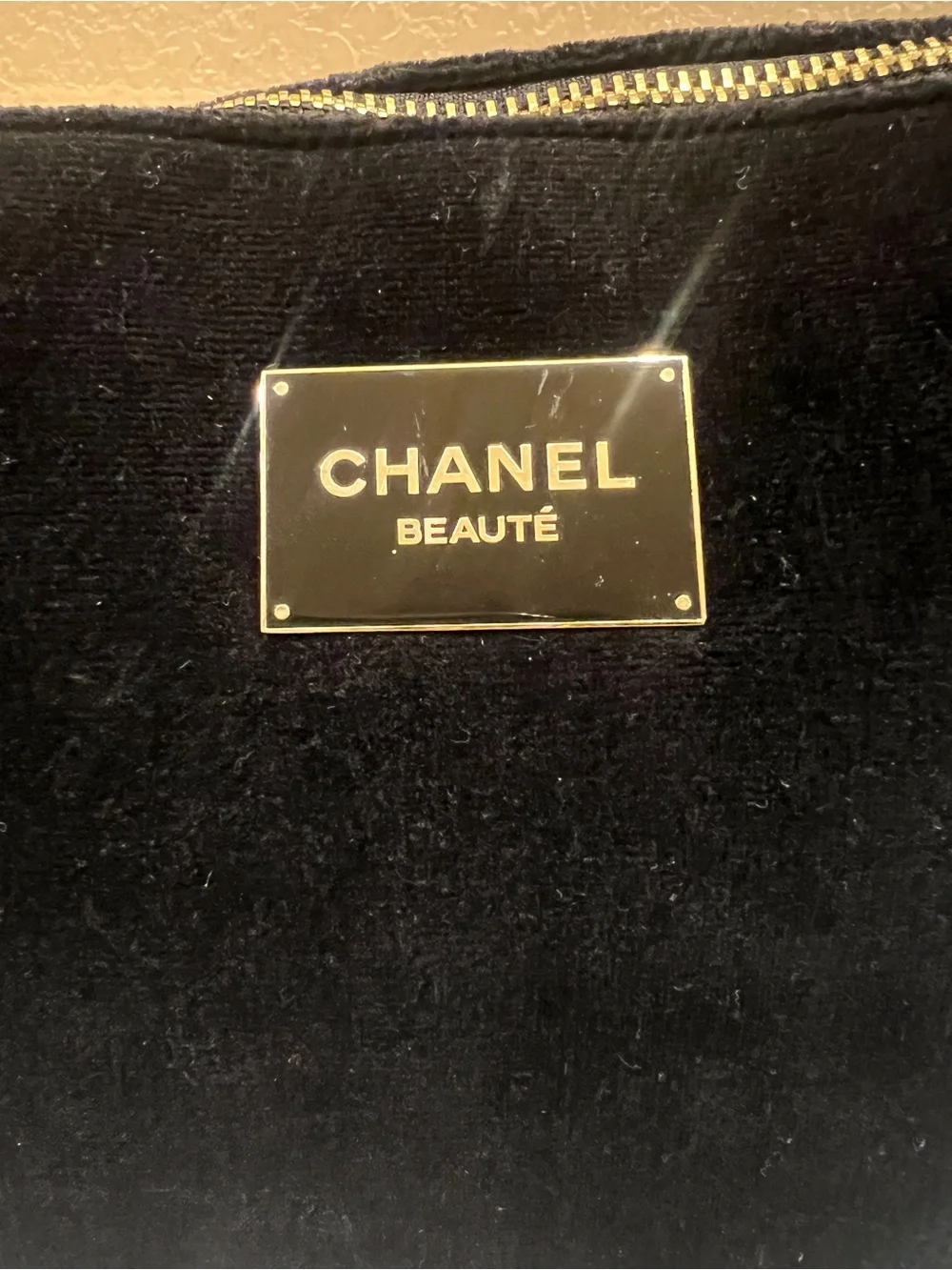 CHANEL BEAUTE Black Velvet Cosmetic Bag Pouch